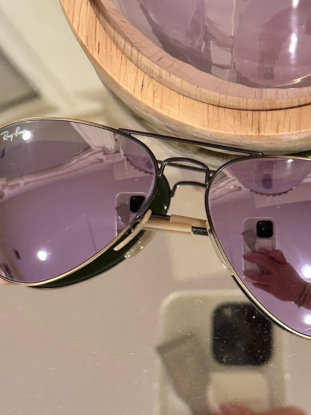 Ray-Ban Purple Mirrored Aviator Sunglasses w/ Case & Cloth